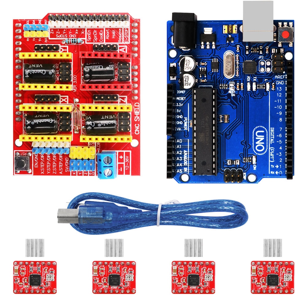 CNC Shield Expansion Board V3.0 + R3 Board with usb + 4pcs Stepper Mot